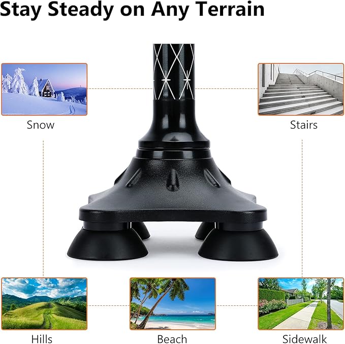 Folding Walking Cane with LED Light for Women & Men - Foldable, Adjustable, Collapsible Lightweight Aluminum Walking Stick for Seniors & Adults