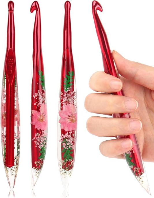Coopay Crochet Hooks, 8mm Ergonomic Crochet Hook with Floral Plastic Grips, Stylish and Unique, Ideal for Crocheting Blankets, Dolls, Shawls, Hats, Scarves (L-8.0mm)