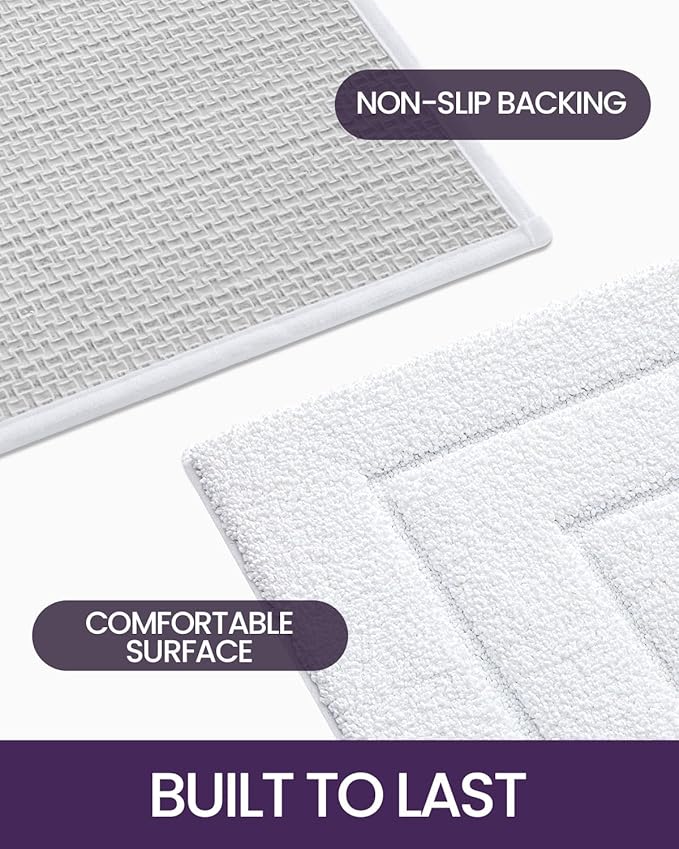 DEXI Bathroom Rug 72x24, Non Slip Washable Bath Mat Runner for Shower Floor, Extra Long Absorbent Soft Bathmat with Rubber Backing, Quick Dry Microfiber Carpet, White