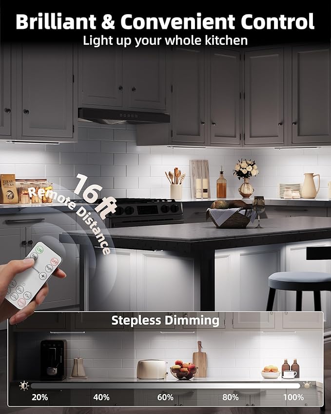 EZVALO Under Cabinet Lighting with Charging Station, Rechargeable Motion Sensor Light Indoor, Dimmable Closet Lights Wireless, 5700K, Motion Activated Under Counter Lights for Kitchen,Pantry(3 Pcs)