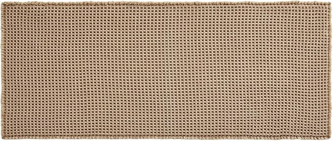 Waffle Bath Mat, Boho Bathroom Rugs Non Slip Washable Super Absorbent Quick Dry Bath Mat Farmhouse Bathroom Decor, 48"x24" Beige