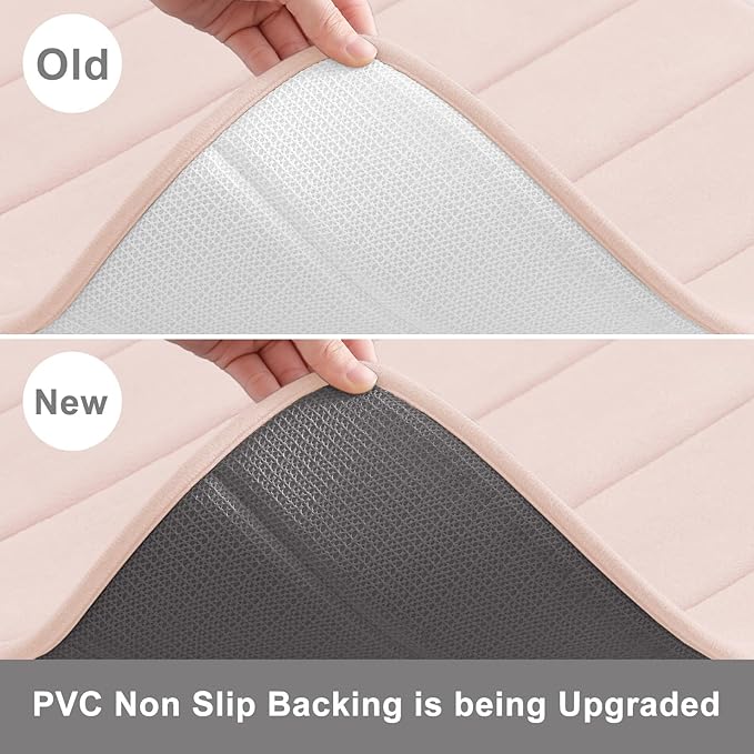 Buganda Memory Foam Bath Mat, 59" x 20", Ultra Soft and Non-Slip Bathroom Rugs, Water Absorbent and Machine Washable Bath Rug Runner for Bathroom, Shower, and Tub, Pink