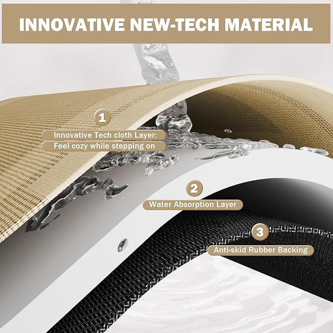 Extra Long Non Slip Bathroom Runner Bath Mat, Rubber Backing Ultra Thin Bath Rug Fit Under Door Quick Dry Super Absorbent Washable Shower Mat for Bathroom Floor Bathtub Sink, Brown 24"x70"