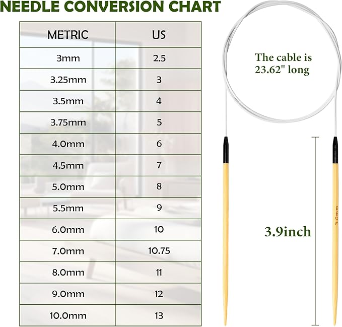 Froggod Bamboo Circular Knitting Needles Size 2.5 – 3.15-inch Bamboo Knitting Needle Tips, 31.5-inch Total Length, Lightweight Wooden Needles