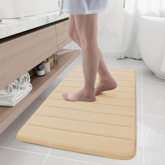 Buganda Memory Foam Bath Mat, 55" x 24", Ultra Soft and Non-Slip Bathroom Rugs, Water Absorbent and Machine Washable Bath Rug Runner for Bathroom, Shower, and Tub, Gold