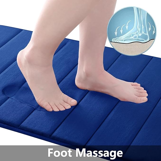 Buganda Memory Foam Bath Mat, 59" x 20", Ultra Soft and Non-Slip Bathroom Rugs, Water Absorbent and Machine Washable Bath Rug Runner for Bathroom, Shower, and Tub, Navy Blue