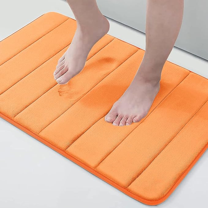 Buganda Memory Foam Bath Mat, 30" x 20", Ultra Soft and Non-Slip Bathroom Rugs, Water Absorbent and Machine Washable Bath Rug for Bathroom, Shower, and Tub, Orange