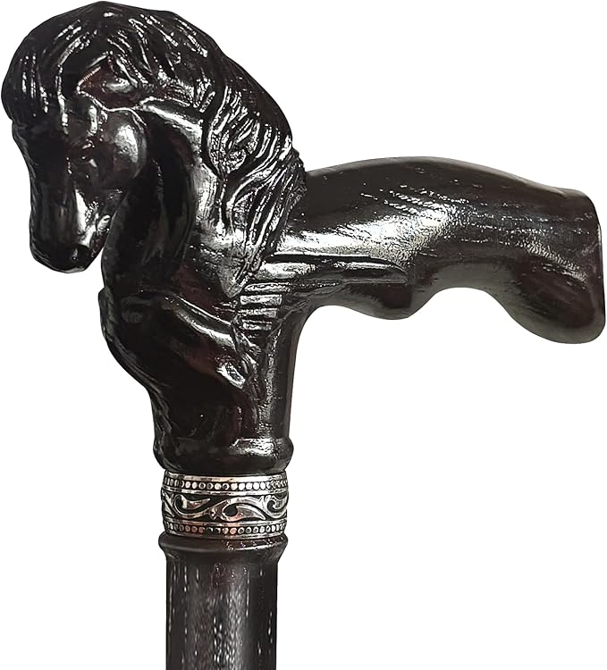Wood Walking Cane, Elegant Hand-Carved Horse Head Wooden Walking Cane for Men and Women, Handmade Stylish Canes for Seniors, Light Stable High-end Canes Suitable for Gift Giving