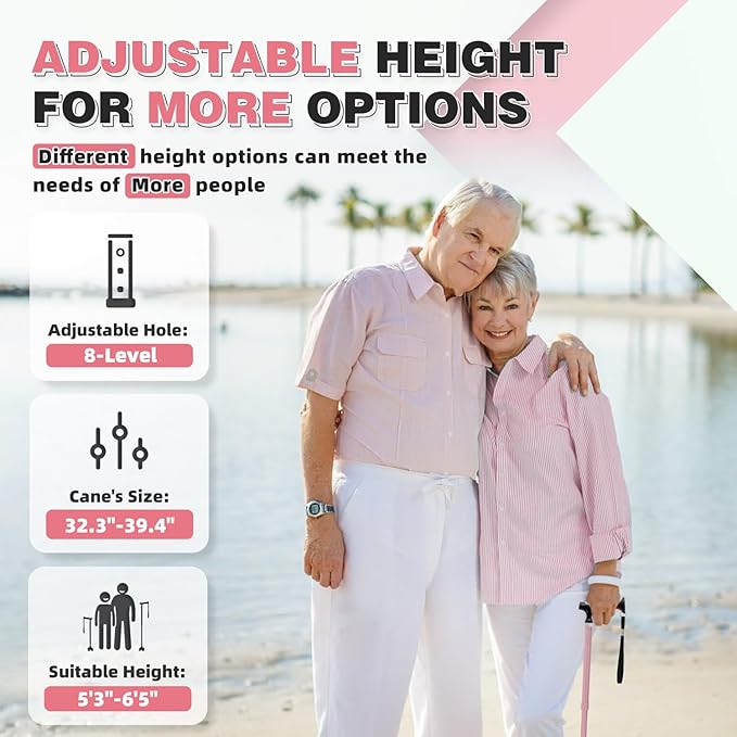 BigAlex Lightweight Collapsible Walking Cane with Soft Comfortable TPR Handle for Seniors and Elderly Adults, Larger Handle for Comfort, Adjustable Support Stick, Portable Travel Aid for Men & Women