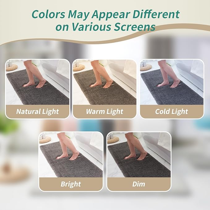 Bathroom Runner Rug 24x59 Dark Grey Non Slip Fluffy Long Bath Mat for Bathroom Floor Washable Plush Luxury Bath Rug for Tub Absorbent Shower Sink Mat Bedside Rug