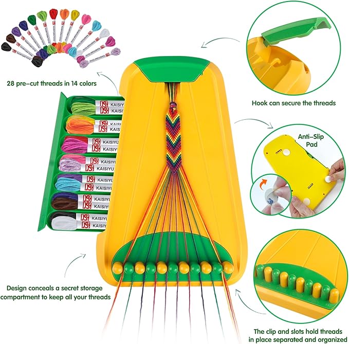 Maynacs Arts and Crafts for Kids Ages 8-12,Friendship Bracelet Making Kit for Girl,Kids Jewelry Making Kit with 28 Pre-Cut Threads,Christmas Birthday Gifts for Ages 6 7 8 9 10 11 12 Year Old Green