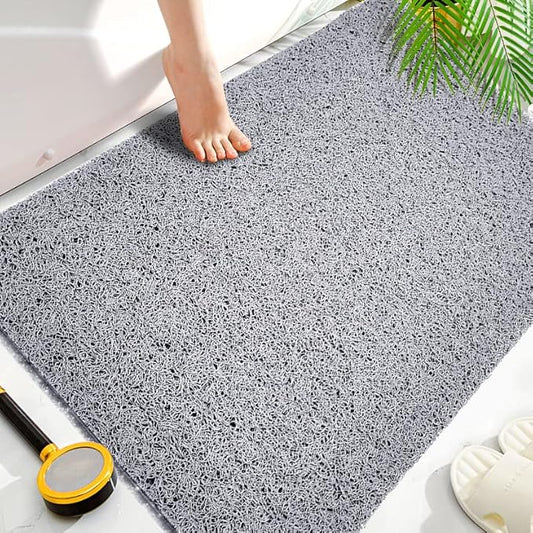 Shower Mats Non Slip for Elderly, 24x32’’Lager Loofah Bath Mats for Shower, Non-Slip Bath Mat for Elderly-Grey