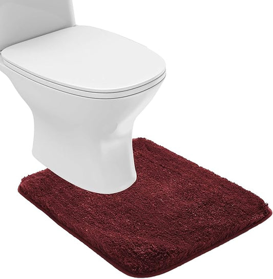 Suchtale Non Slip Bath Mat - Soft Microfiber Shaggy Bath Mat, Machine Washable, Thick Plush U Shape Toilet Rug (20 x 24, Red)