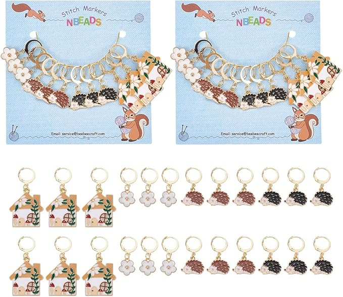NBEADS 24 Pcs Hedgehog Stitch Markers, Alloy Enamel Crochet Stitch Marker Charms Removable Dangle Locking Stitch Marker for Knitting Weaving Sewing Accessories Quilting Jewelry Making