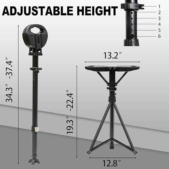 ALEVMOOM Walking Cane with Seat Folding Lightweight, 2-in-1 Cane Stool for Adults, Aluminum Walking Stick with Seat, Portable Stool for Senior, with Carry Bag