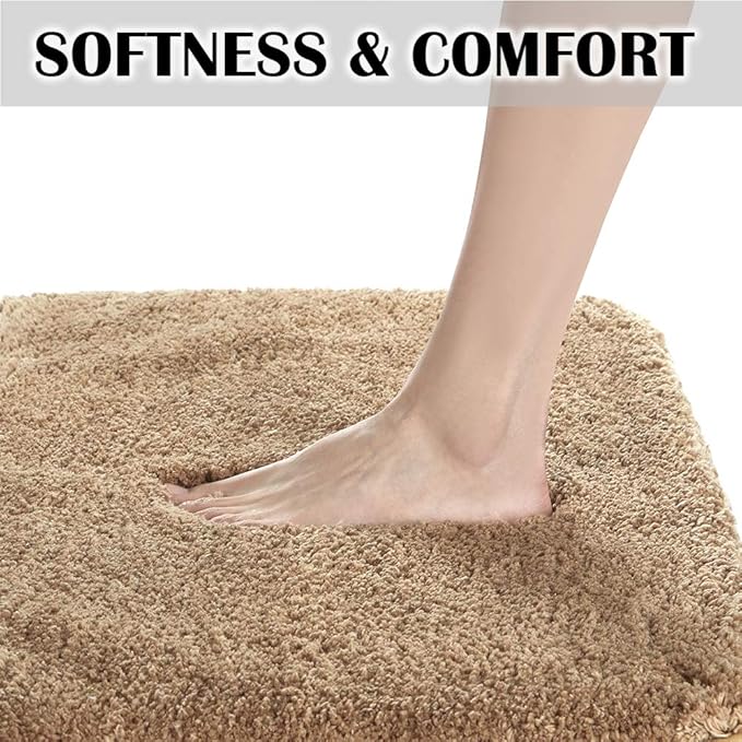 Suchtale Non Slip Bath Mat - Soft Microfiber Shaggy (16 x 24, Sand) Absorbent Machine Washable Thick Plush Mat