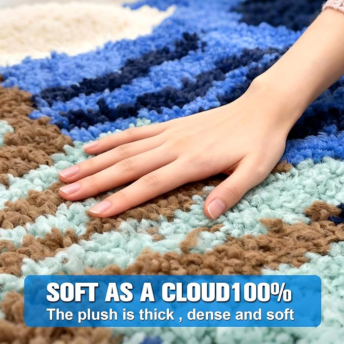 Beach Theme Non-Slip Washable Bath Rug | Soft Adorable Ocean Decor for Bathroom, Living Room, Bedroom & Gifts 16"*24"
