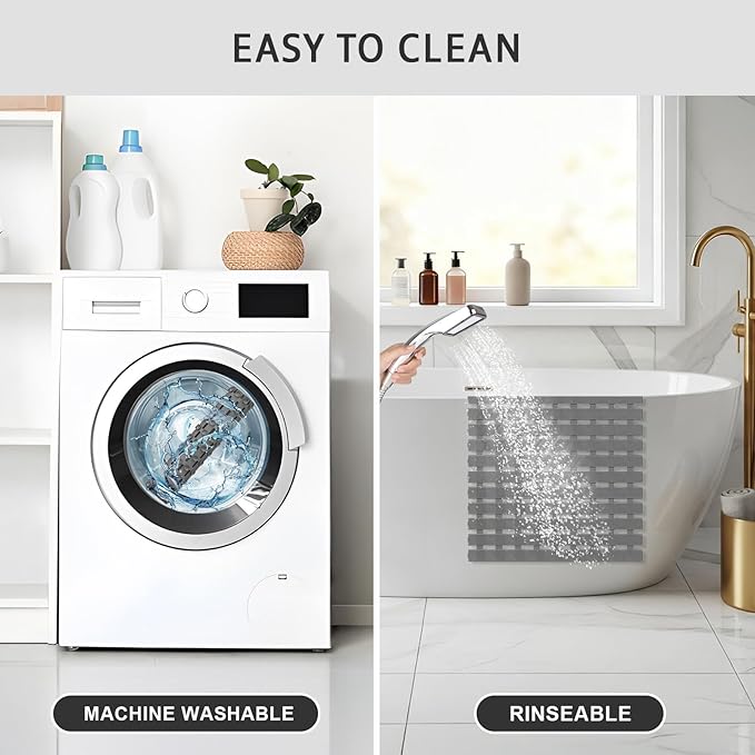 XIYUNTE Shower Mat Non Slip Bath Mat for Tub - 40 X 16 Inch PVC Bathtub Mat Non Slip Shower Mats for Inside Shower, Bath Tub Mat with Powerful Suction Cup, Easy to Cut and Dry, Grey