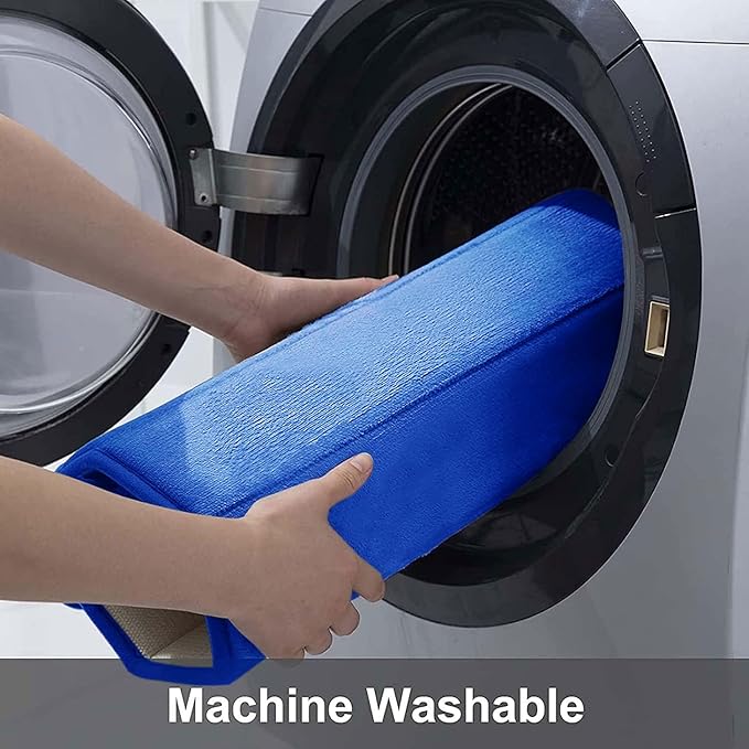 Buganda Memory Foam U-Shaped Contour Toilet Rugs, Non Slip Absorbent, Thick Soft Washable Bathroom Mat, Floor Carpet Bath Rugs Mat for Toilet Base (24" x 24", Royal Blue)