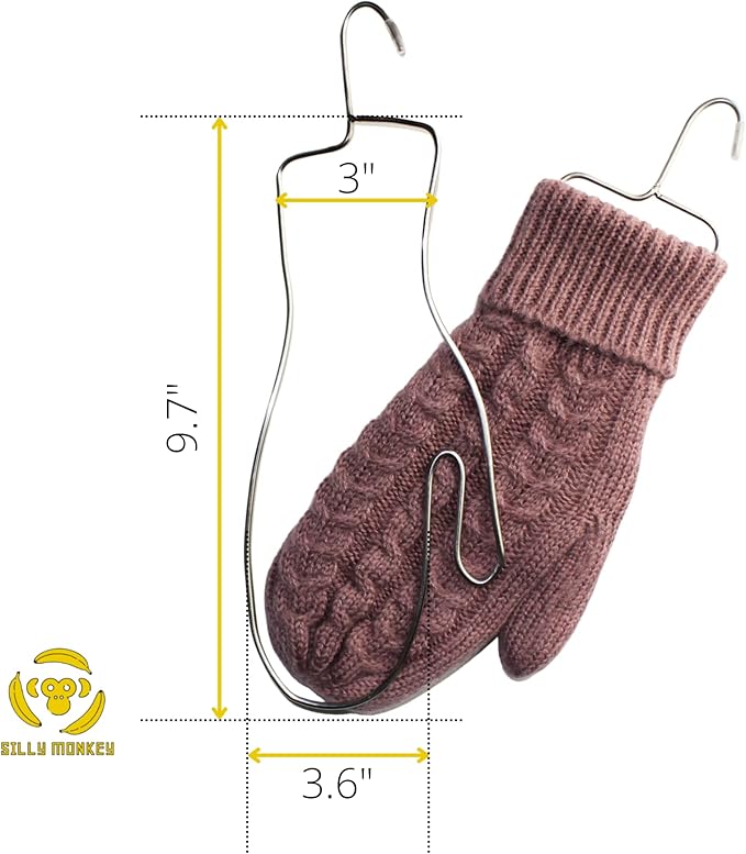Silly Monkey 3-in-1 Mitten Glove Sock Blocker Set, Complete Combo Blockers with Drying Hanger Rack | Stainless Steel Knitting Shaper with 2 Sock Blockers, 2 Glove Blockers, 2 Mitten Blockers