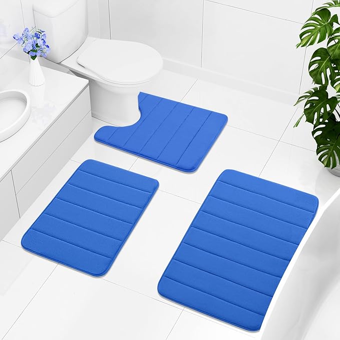 Buganda Memory Foam Bath Mat, 24" x 16", Ultra Soft and Non-Slip Bathroom Rugs, Water Absorbent and Machine Washable Bath Rug for Bathroom, Shower, and Tub, Royal Blue