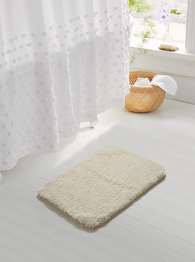 Suchtale Bath Rug for Non Slip Bath Mat (20 x 32, Light Tan) Water Absorbent Soft Microfiber Shaggy Thick Plush Shower Mat