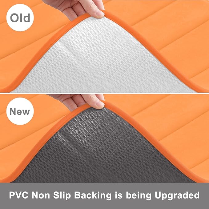Buganda Memory Foam Bath Mat, 44" x 24", Ultra Soft and Non-Slip Bathroom Rugs, Water Absorbent and Machine Washable Bath Rug Runner for Bathroom, Shower, and Tub, Orange