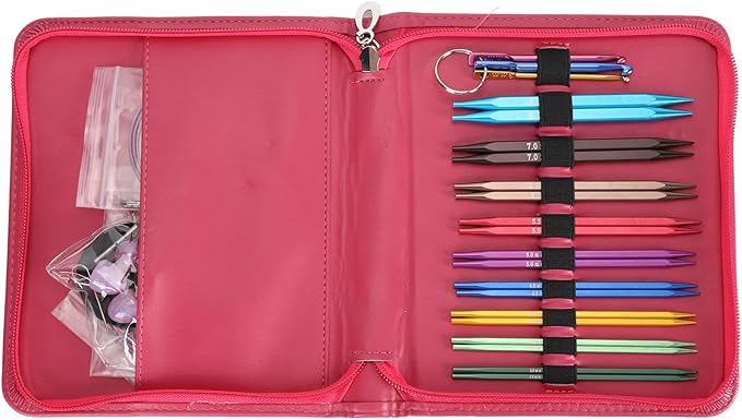 Fafeicy 9 Pairs Square Circular Knitting Needles Set Interchangeable Needles with Ergonomic Handles for Handmade DIY Knitting