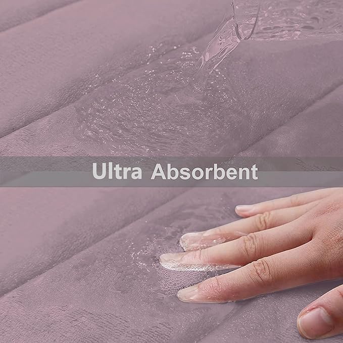 Buganda Memory Foam Bath Mat, 35.4" x 24", Ultra Soft and Non-Slip Bathroom Rugs, Water Absorbent and Machine Washable Bath Rug Runner for Bathroom, Shower, and Tub, Mauve