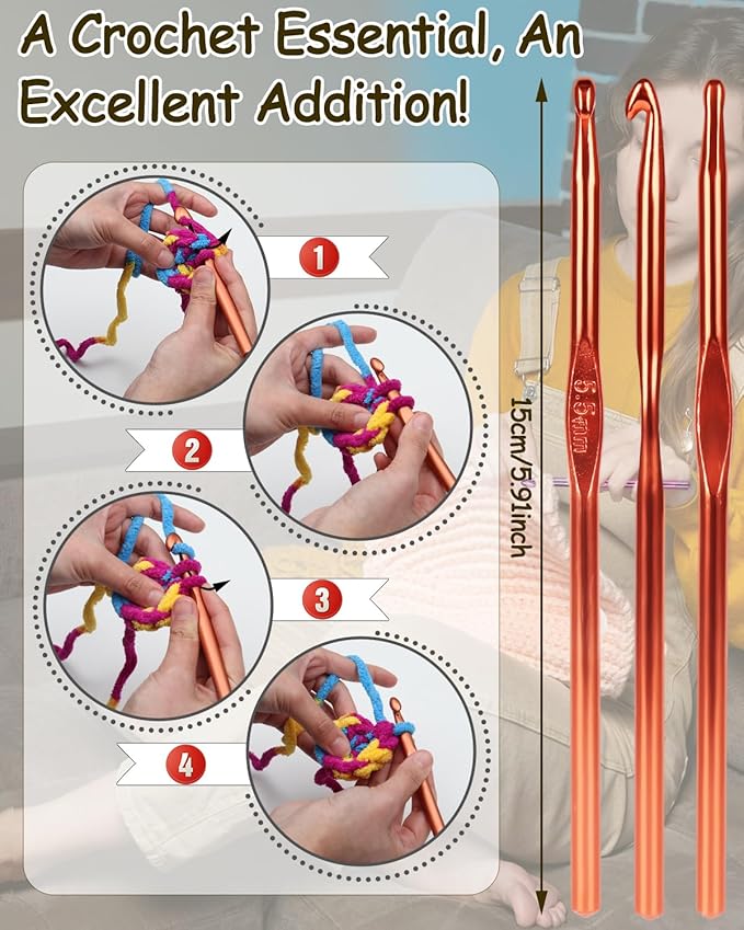 Coopay Crochet Hooks 19PCS Multicolor Aluminum Crochet Set, Smooth Crochet Hook Kit with Stitch Markers, Beginners Crochet Needles for Crocheting Yarn, 2.0mm-6.0mm Crochet Hook for Arthritic Hands