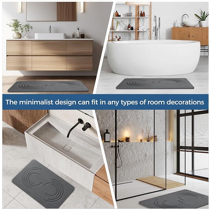 Stone Bath Mat Diatomaceous Earth Shower Mat,Quick Drying Diatomite Bath Stone Mat for Bathroom Floor -Super Absorbent,Natural, Easy to Clean (24 * 16 Grey)