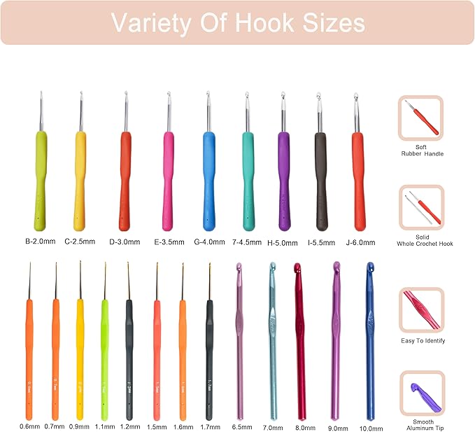 SHAXANO Crochet Hooks Kit with Case, 95-Piece, Ergonomic Crochet Needles Weave Yarn Kits DIY Hand Knitting Art Tools for Beginners and Experienced Crochet Lovers