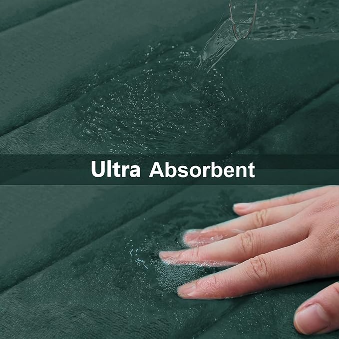 Buganda Memory Foam Bath Mat, 47" x 17", Ultra Soft and Non-Slip Bathroom Rugs, Water Absorbent and Machine Washable Bath Rug for Bathroom, Shower, and Tub, Dark Green