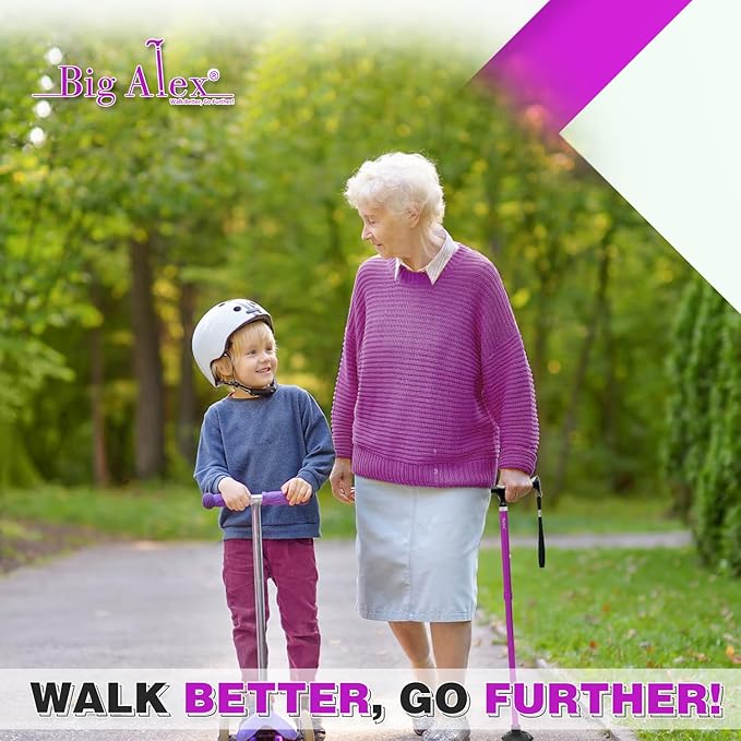 BigAlex Lightweight Collapsible Walking Cane with Soft Comfortable TPR Handle for Seniors and Elderly Adults, Larger Handle for Comfort, Adjustable Support Stick, Portable Travel Aid for Men & Women