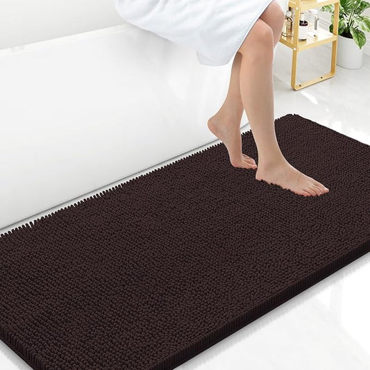 Arotive Bathroom Rugs 47x24, Extra Soft Absorbent Shaggy Chenille Bath Rugs, Machine Washable Rubber Backing Non-Slip Bath Mats for Bathroom Floor Tub and Shower, Home Decor Accessories, Brown