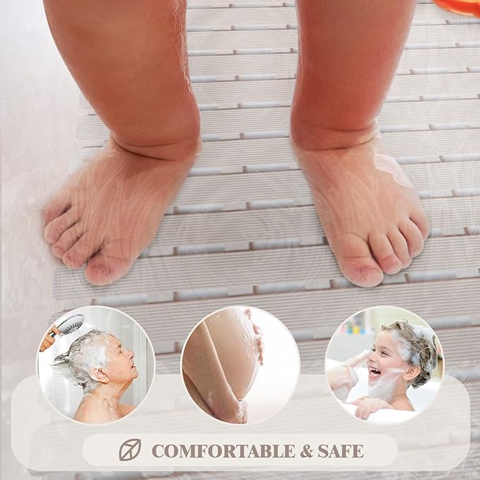 Bathtub Mat Non Slip - Sheepping Shower Mat Machine Washable Anti Slip Bath Mat for Tub, Quick Drain Tub Mat with Suction Cups for Bathroom