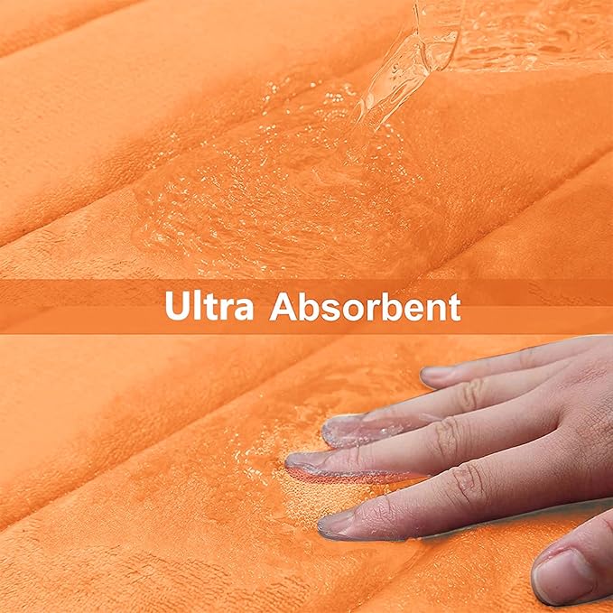 Buganda Memory Foam Bath Mat, 30" x 20", Ultra Soft and Non-Slip Bathroom Rugs, Water Absorbent and Machine Washable Bath Rug for Bathroom, Shower, and Tub, Orange