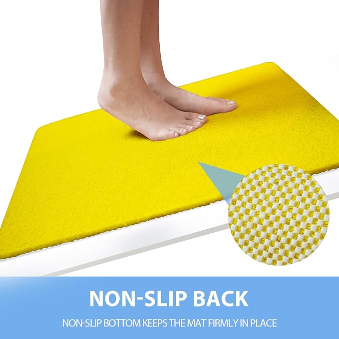 Non-Slip Bathtub Mat, Anti Slip Shower Mat, Fast Drying Bathtub Mats, Foot Scrubber Mat, Anti Slip Mat for Tub, Floor, Bathroom, Kitchen, Home, Hotel (Yellow 36"×24")