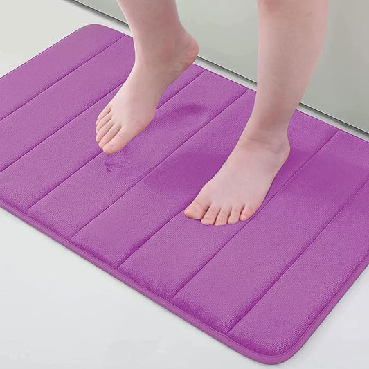 Buganda Memory Foam Bath Mat, 24" x 16", Ultra Soft and Non-Slip Bathroom Rugs, Water Absorbent and Machine Washable Bath Rug for Bathroom, Shower, and Tub, Violet