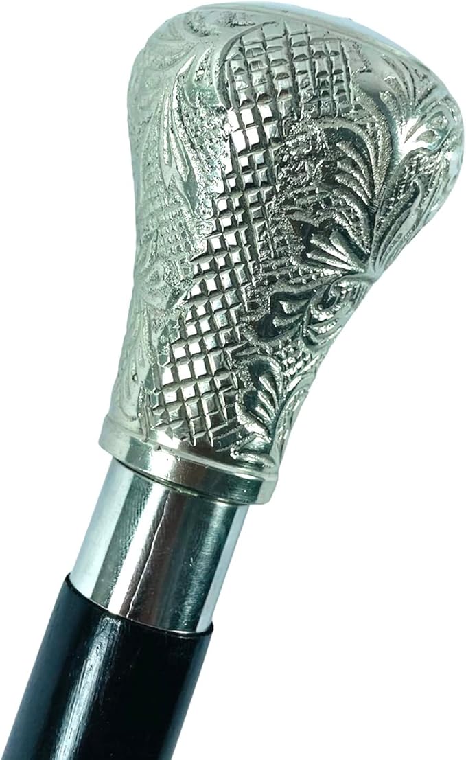 All Black Snake Handle Spiral Wooden Walking Cane