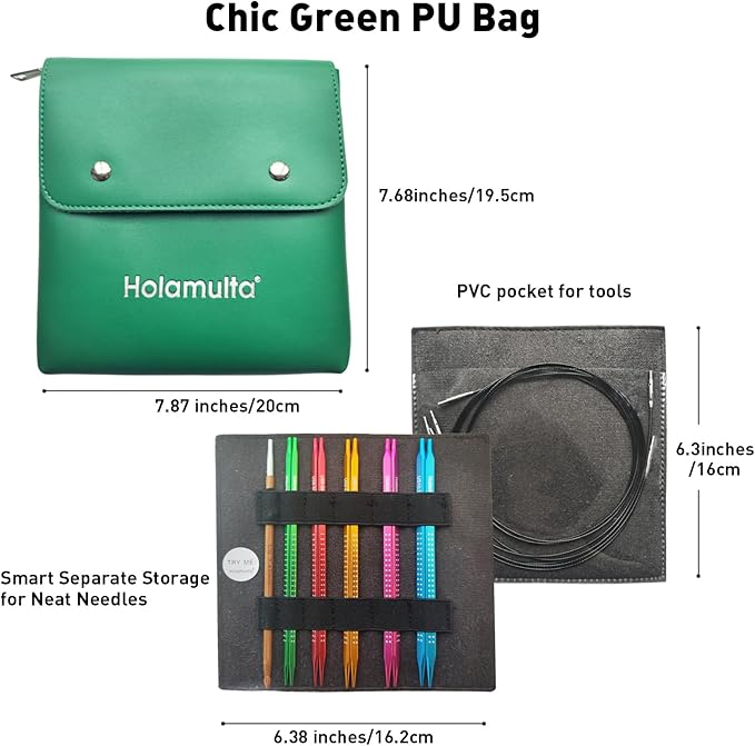 Holamulta Ergonomic Triangular Interchangeable Circular Knitting Needles Set - Ideal for Arthritis & Big Hands (Multi-Colored)