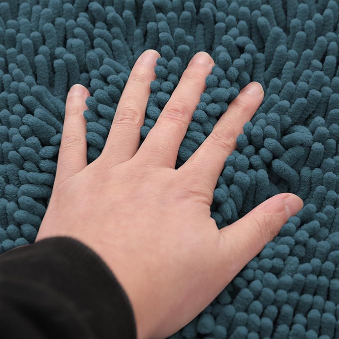 Non-Slip Bath Rug,Extra Soft Microfiber Bedroom Shag Carpet with Anti-Slip Backing,Water/Dust Absorbent Fast Dry Shower Mat,Sound Insulated Stairs Pad,Machine Washable (Turquoise,23 x 35 Inches)