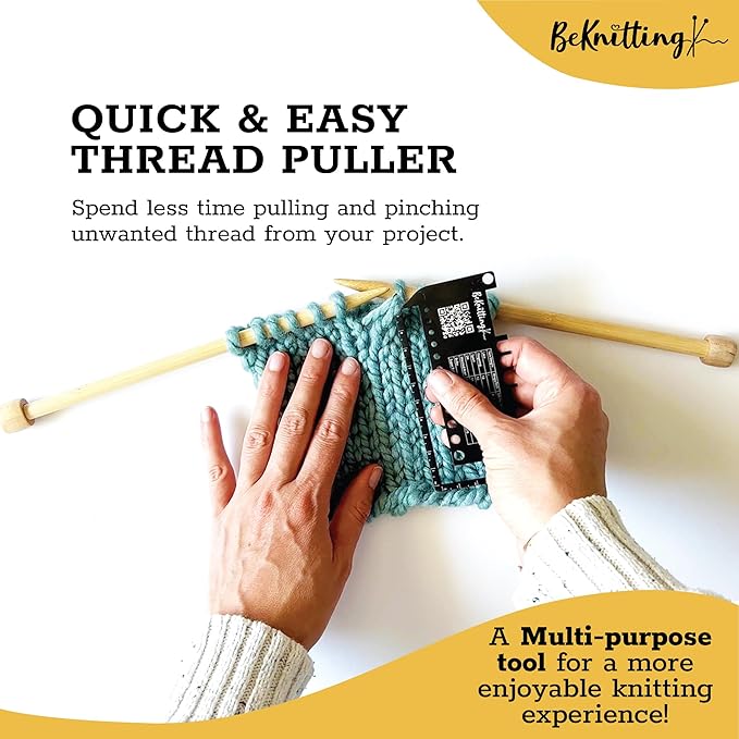 BeKnitting Knitting Needle Gauge Sizer Tool for Knitting Needles & Crochet Hooks, Yarn & Swatch Ruler - Sitch Saver | Holiday Christmas Gifts, Gift-Ready Box