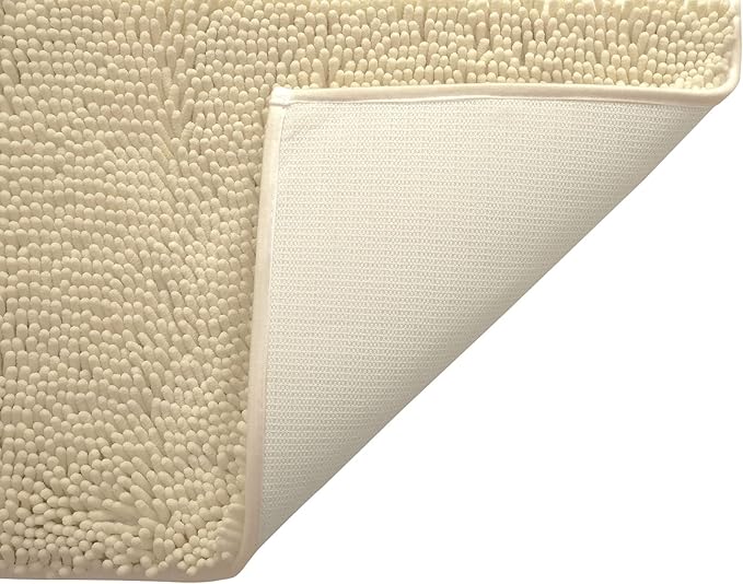 Non-Slip Bath Rug,Extra Soft Microfiber Bedroom Shag Carpet with Anti-Slip Backing,Water/Dust Absorbent Fast Dry Shower Mat,Sound Insulated Stairs Pad,Machine Washable (Beige,19 x 31 Inches)