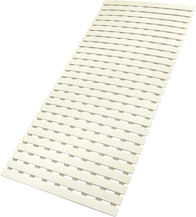 MBOSS Bath Tub Shower Mat Non Slip Bathtub Mats for Bathroom Shower Floor Mat Bath Mats for Shower Tub Anti Slip Shower Mat with Drain Hole and Large Suction Cups (Ivory White, 37.5 X 15.7 Inch)