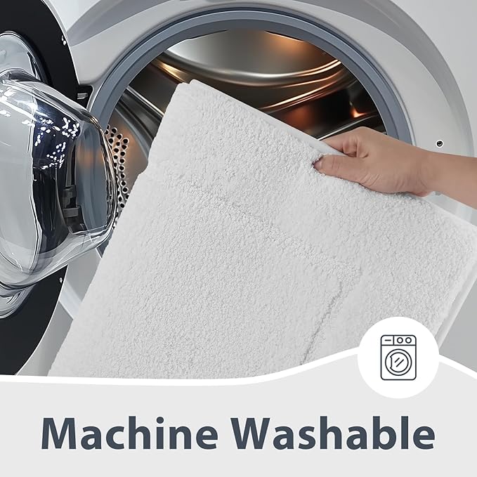 Bathroom Rugs 30" x 46", Non-Slip Extra Soft Absorbent Bath Rugs, Machine Washable Quick Dry Bath Mats for Bathroom Floor, Shower, Bathtub and Sink, White