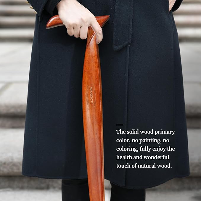 Wooden Walking Cane for Men and Women -Natural Solid Wood, 3 Rubber Tips, Heavy Duty, with Travel Bag- Wooden Walking Stick, Ergonomic Canes for Seniors Unisex Walking Canes