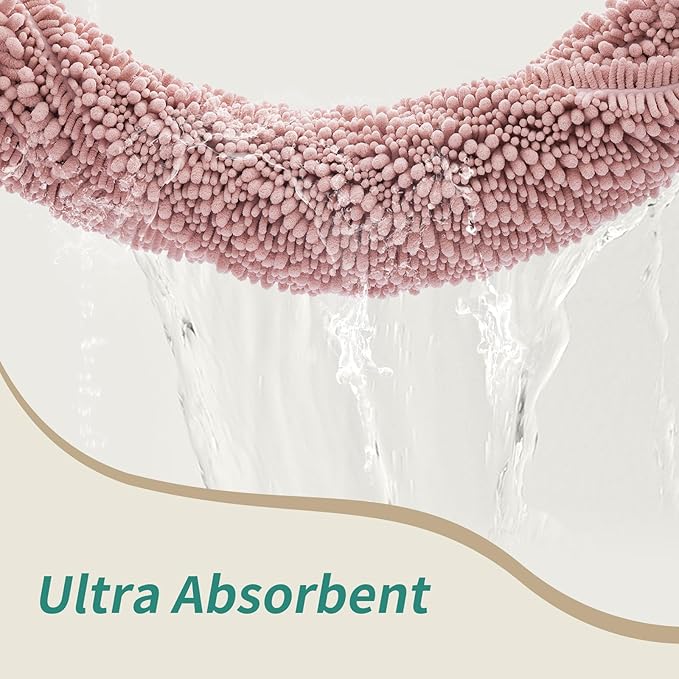 Bathroom Runner Rug 24x70 Non Slip Washable Long Bath Mat for Tub Thick Soft Absorbent Bathroom Floor Mat Large Chenille Bath Rug for Shower, Pink