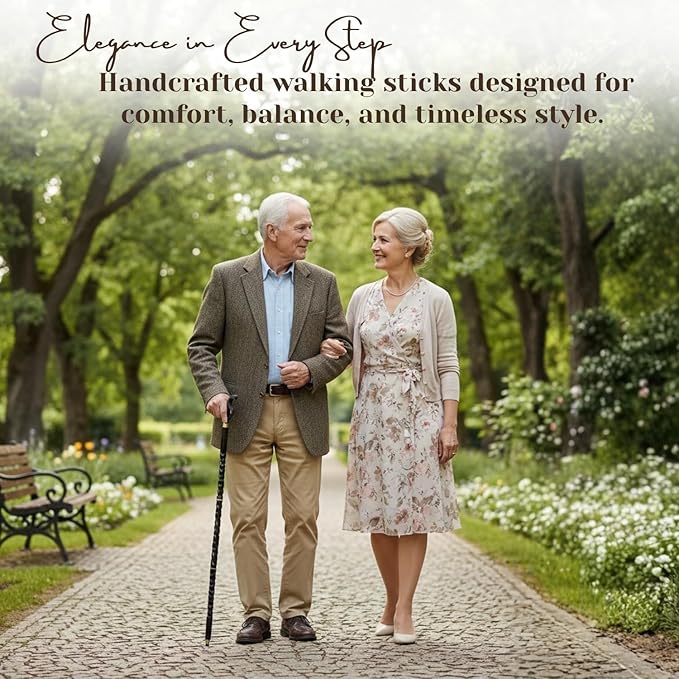 All Black Snake Handle Spiral Wooden Walking Cane