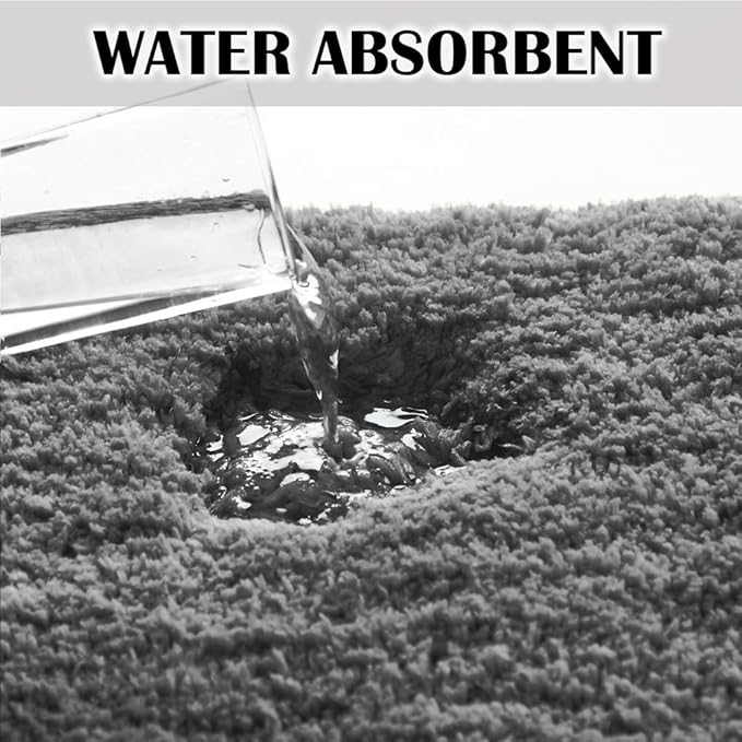 Suchtale Bathroom Contour Rug Non Slip Bath Mat Water Absorbent Soft Microfiber Shaggy Bathroom Mat Machine Washable Bath Rug for Bathroom Thick Plush U Shape Toilet Rug (20 x 24, Dark Grey)